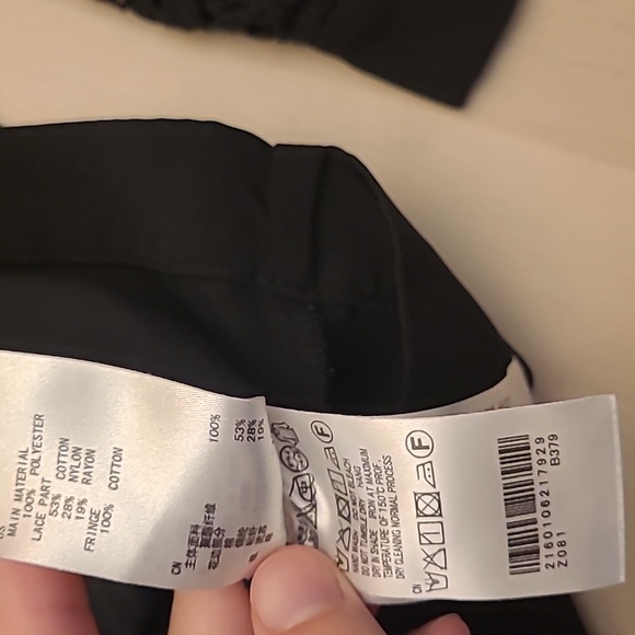 EUC Earth music&ecology Black Crocheted Detail Boxy Cut Blouse - Picture 6 of 14